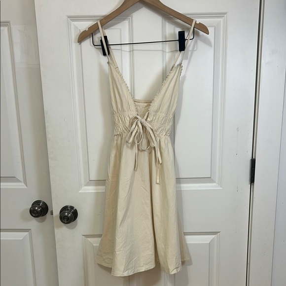 SHEIN Vcay Cream Plunge Neck Sundress size small sundress - Picture 1 of 5